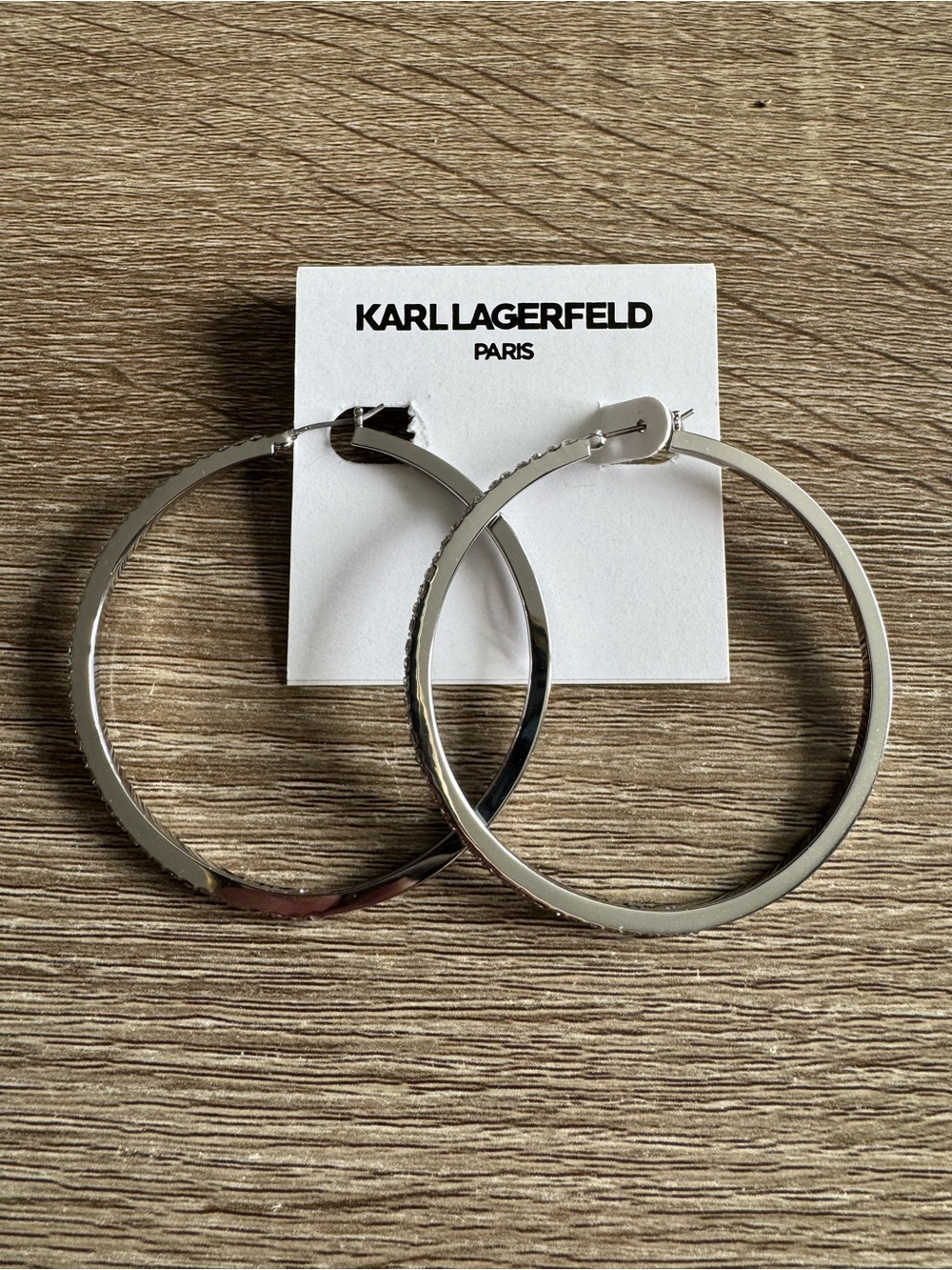 Karl Lagerfeld Paris Large Pave Hoop Earrings